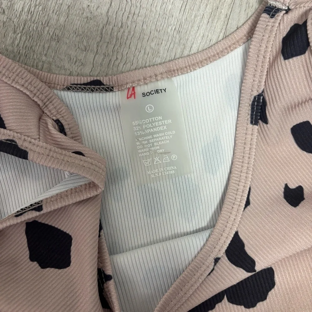 LA Society Blush/Tab Sports Bra with Black Spot Print - Picture 3 of 4